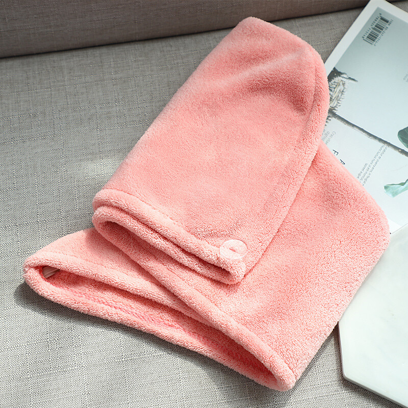 洁丽雅（Grace）干发帽 柔软强吸水干发帽 65x25cm 雪花绒包头速干擦头毛巾 藕粉