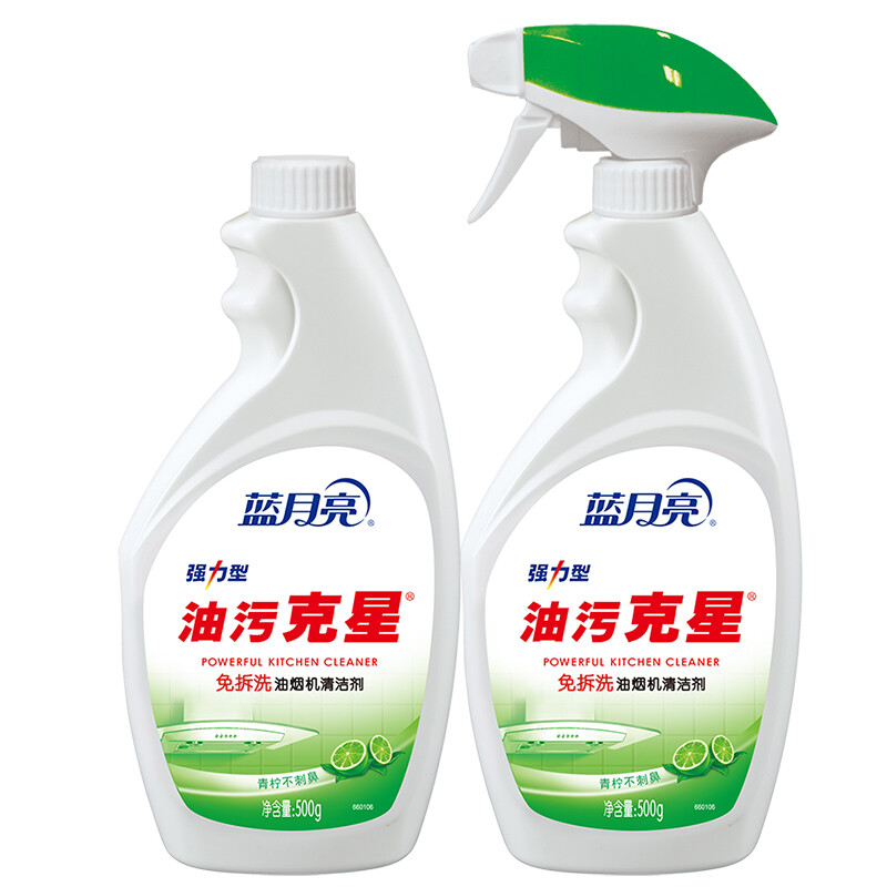蓝月亮 油污克星 500g*2（青柠香） 油烟机清洗剂 亮净厨房清洁剂 强力型油污清洁剂 油烟净