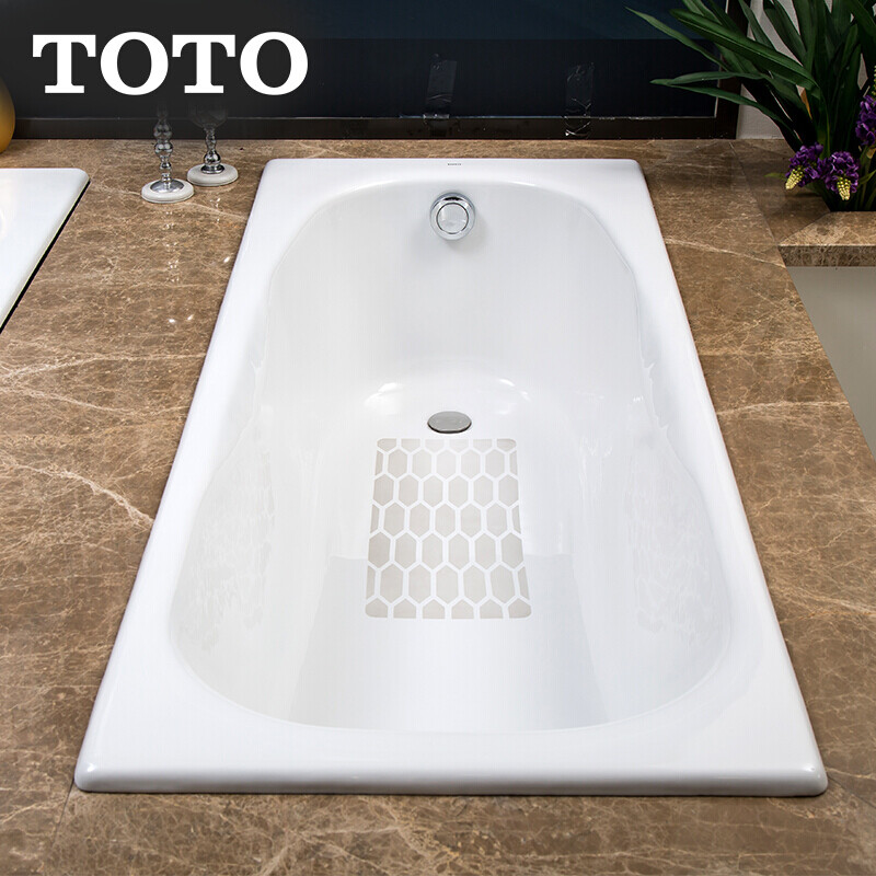 toto 卫浴浴盆带扶手嵌入式铸铁搪瓷浴缸1.