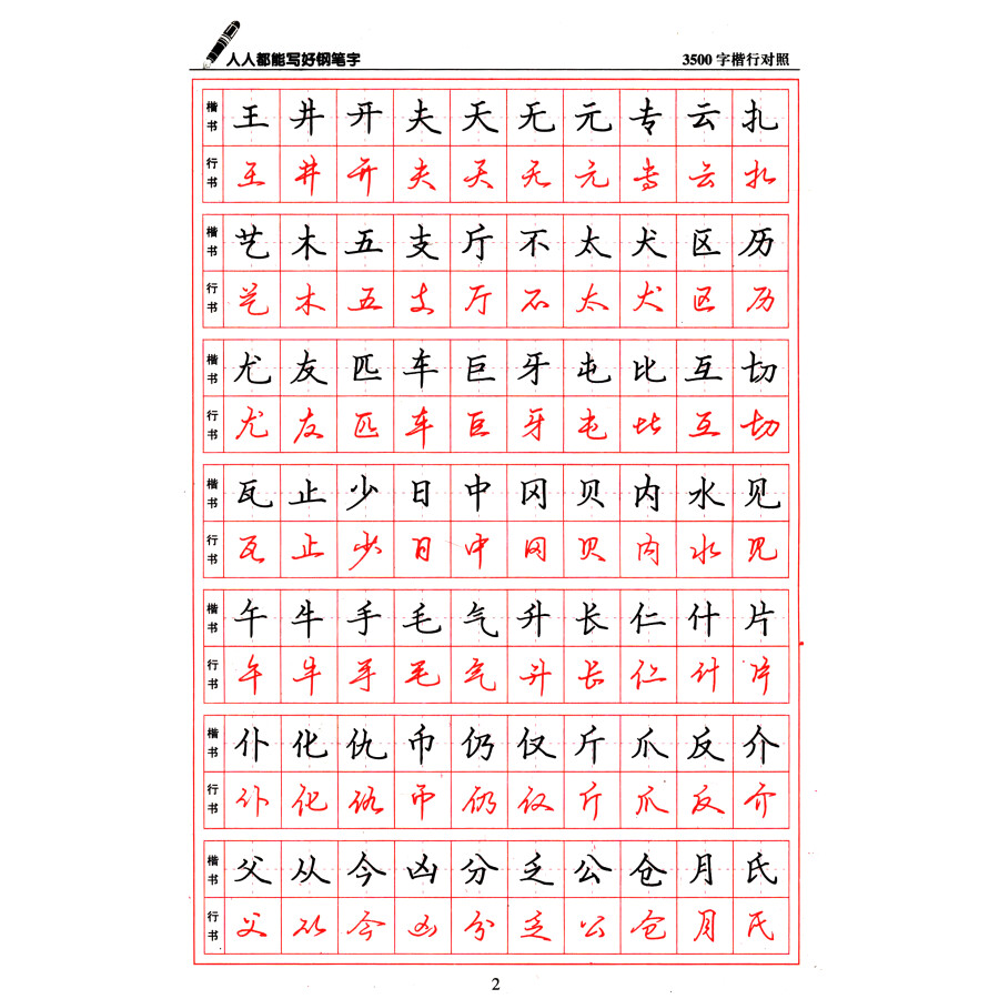 人人都能寫好鋼筆字:3500常用字楷行書對照