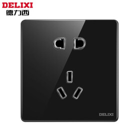 德力西（DELIXI） 德力西开关插座881系列墙面开关钢化2.5D玻璃无边框大板电源面板暗装黑色 5孔