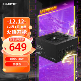 技嘉猎鹰(GIGABYTE)额定750W金牌全模组电脑电源（80PLUS金牌/支持RTX3060/3070/五年保障）UD750GM