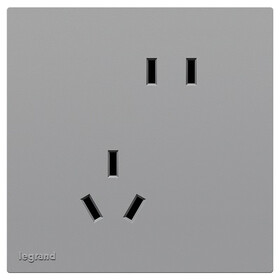 罗格朗（LEGRAND） 开关插座面板 五孔插座暗装电源套装 畅境艺术灰错位五孔10只 插座