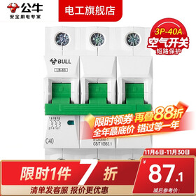 公牛空气开关空开开关63A小型断路器家用100A塑壳电闸总闸3P过载4P 3P/40A
