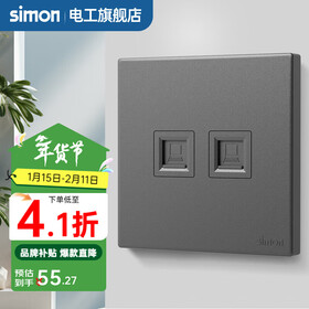 西蒙（SIMON） 开关插座面板五孔插座空调网络单开双控一开五孔usbC60荧光灰 二位电脑（六类） 弱电类