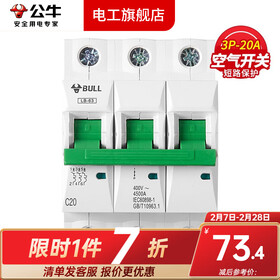 公牛（BULL）空气开关空开开关63A小型断路器家用100A塑壳电闸总闸3P过载4P 3P/20A