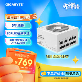 技嘉（GIGABYTE）雪鹰 白色限定 额定850W金牌认证全模组电源/ATX 3.0/PCIE5.0/原生16PIN/五年保障/支持40系列显卡