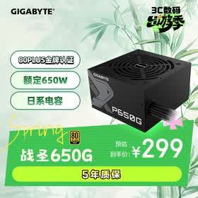 技嘉（GIGABYTE）额定650W游戏台式机电源(80PLUS金牌认证/日系电容/低噪音/智能温控)GP-650G