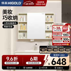 悍高（HIGOLD）浴室柜卫生间奶油风地柜洗漱台美妆洗脸盆镜柜单件  普通镜柜（不含地柜） 98cm