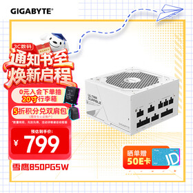 技嘉（GIGABYTE）雪鹰 白色限定 额定850W金牌认证全模组电源/ATX 3.0/PCIE5.0/原生16PIN/五年保障/支持40系列显卡