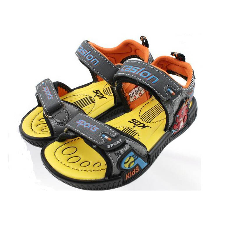 卡西龙 夏季男童运动沙滩凉鞋 x2365 灰黄 27码