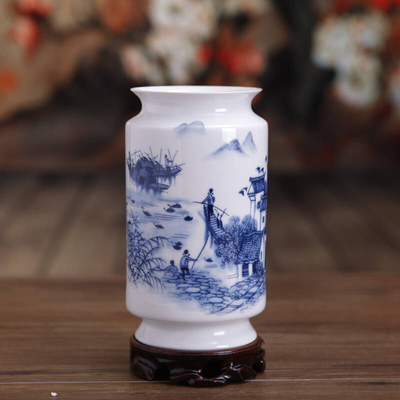 晟皓景德镇陶瓷摆件笔筒hp-02jn 江南水乡薄胎 - 京东触屏版