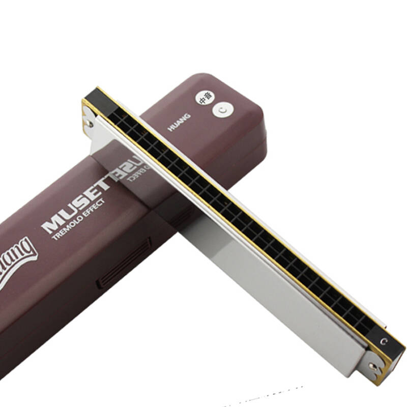 huang 黄牌24孔高级演奏中音口琴 银色 7种调 a调