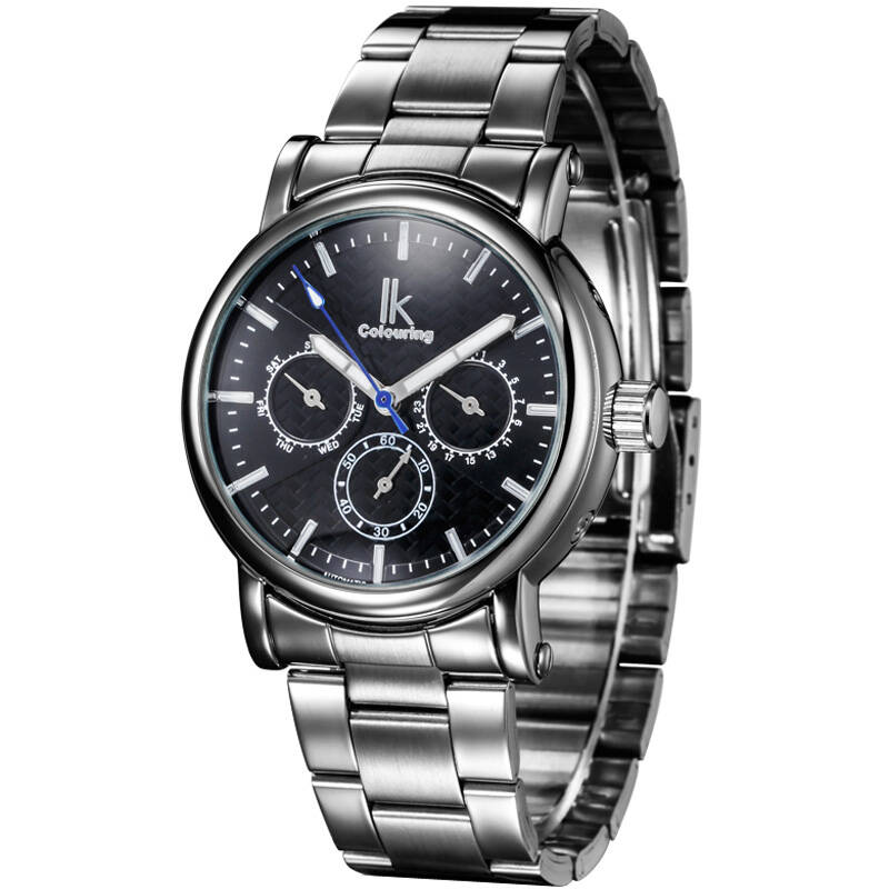 ik colouring 阿帕琦 钢带 全自动机械表 星期 日历 小秒盘 男士 手表