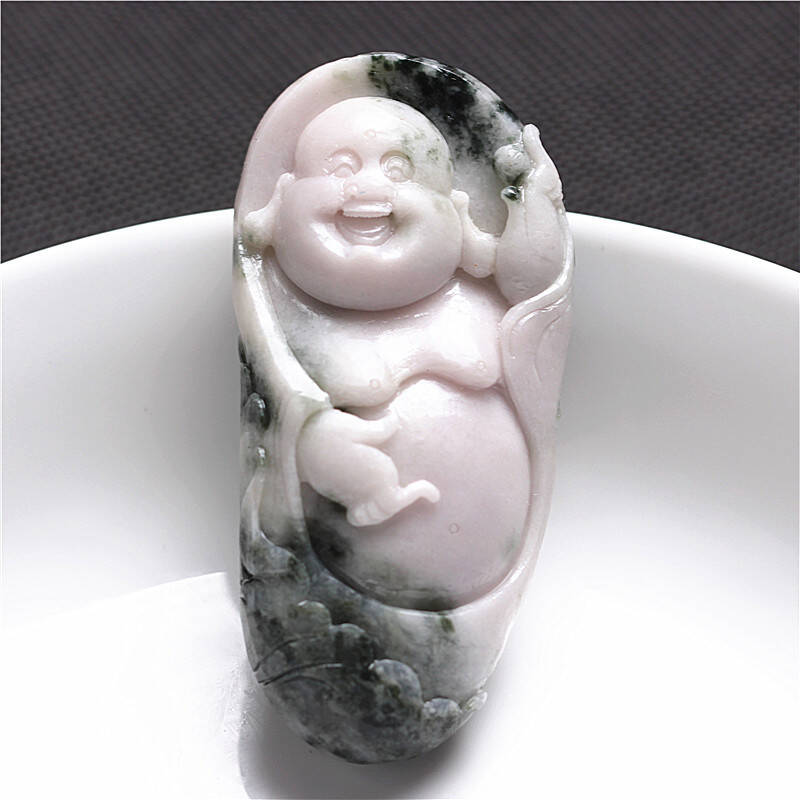 玉至峰正品天然独山玉开口笑佛公把件把玩精雕玉石挂件把玩件手把件含