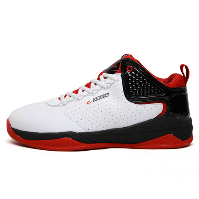 喜得龙正品男子篮球鞋减震防滑耐磨篮球鞋7330802 d白/殷红 43