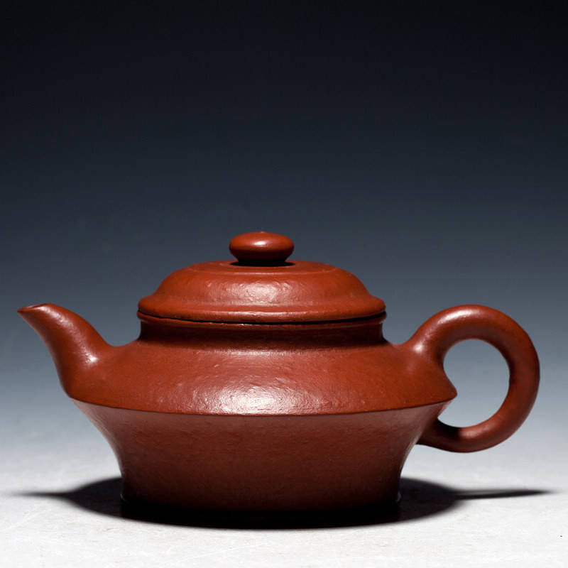 万新 新寅陶艺 宜兴紫砂壶 /[水扁壶/] 200cc 朱泥粗砂