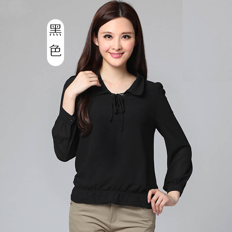 【京东配送】沃家 秋装上新2013女装长袖高品质雪纺衫宽松显瘦打底衫