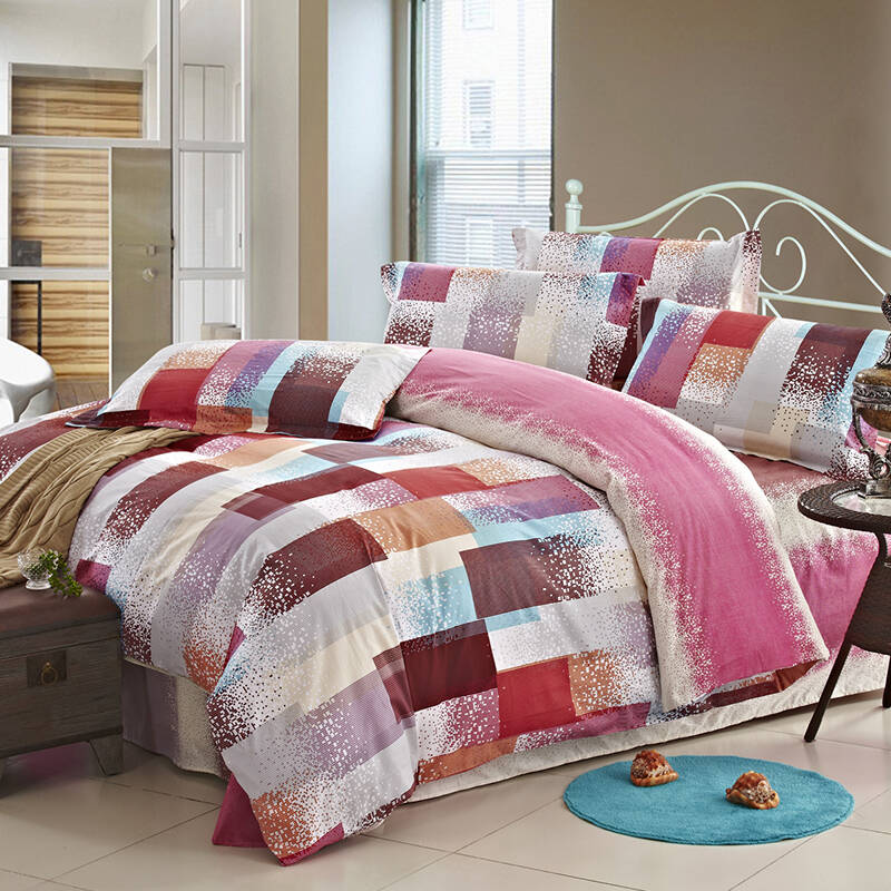 远梦 床品家纺 纯棉时尚双人加大床单四件套 烟雨图 1.8m床