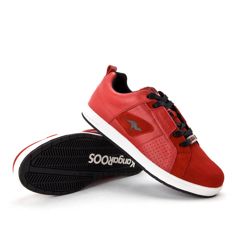 kangaroos/袋鼠 男士鞋子 牛皮头层男经典款休闲运动鞋 包邮 红色 39