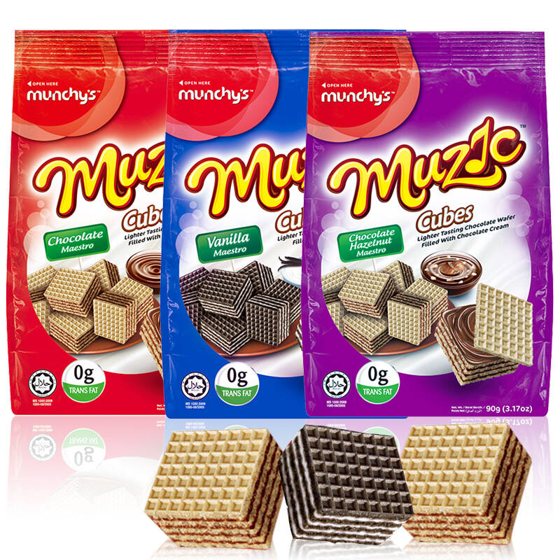 马来西亚进口马奇新新munchys 妙乐榛子巧克力香草味夹心威化饼干