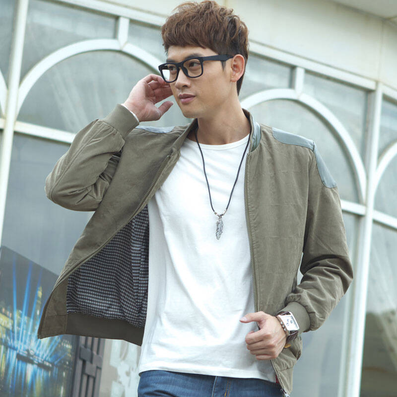 柒加尚品 春秋装欧美英伦男士夹克 纯色休闲男外套 35jk02 驼色 m