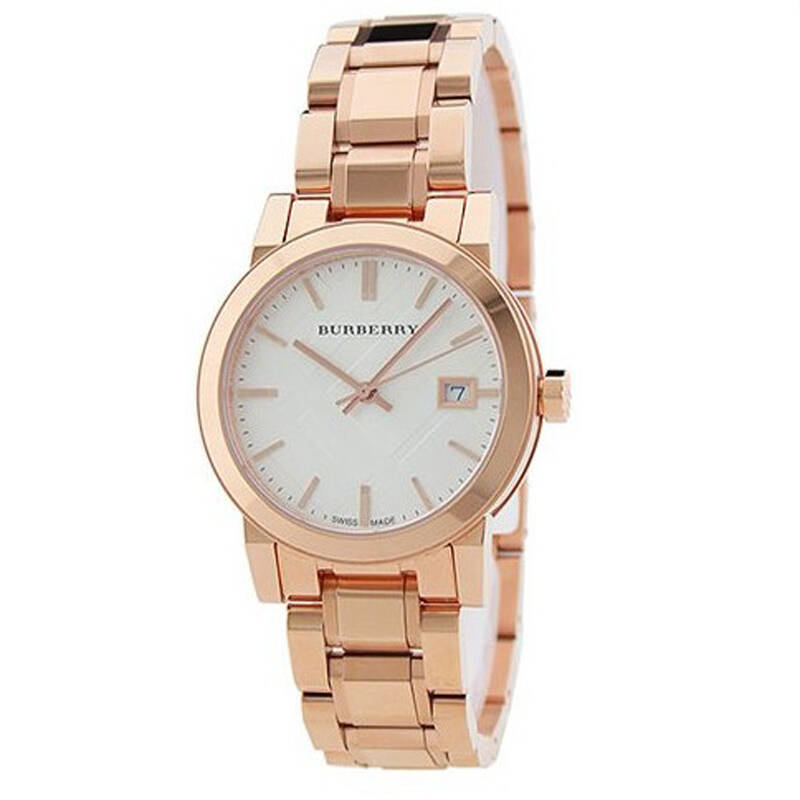 burberry 巴宝莉手表 时尚玫瑰金时装白色表盘 中性手表 bu9104