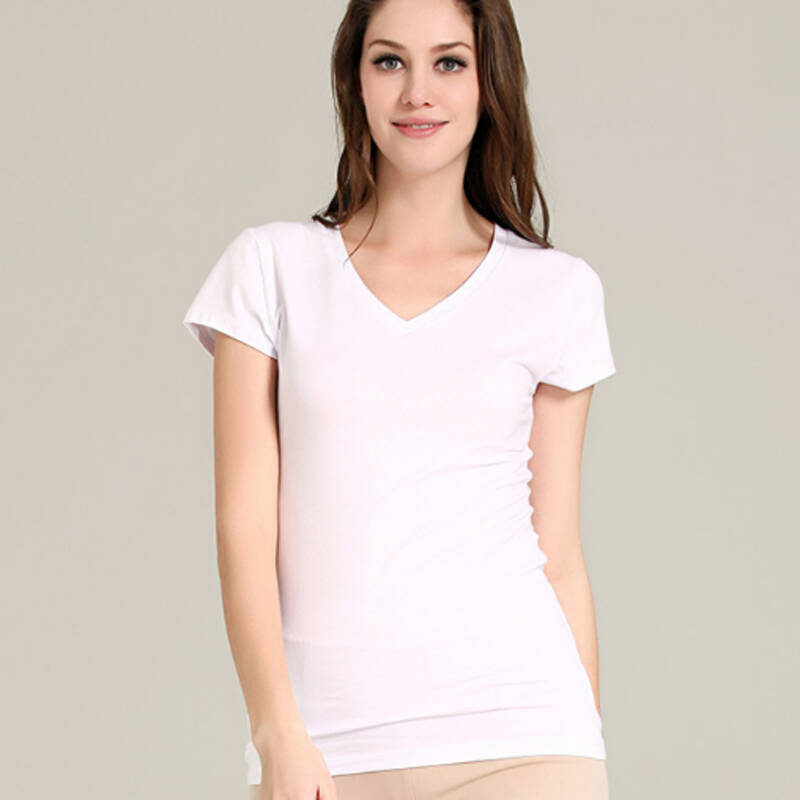 2014春夏新款纯棉女士背心半袖纯色短袖t恤家居服女装 红色v领