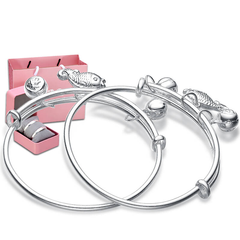 贝嘻爱 光滑s999千足银 宝宝银饰 婴儿手镯 儿童脚镯 足银满月生日