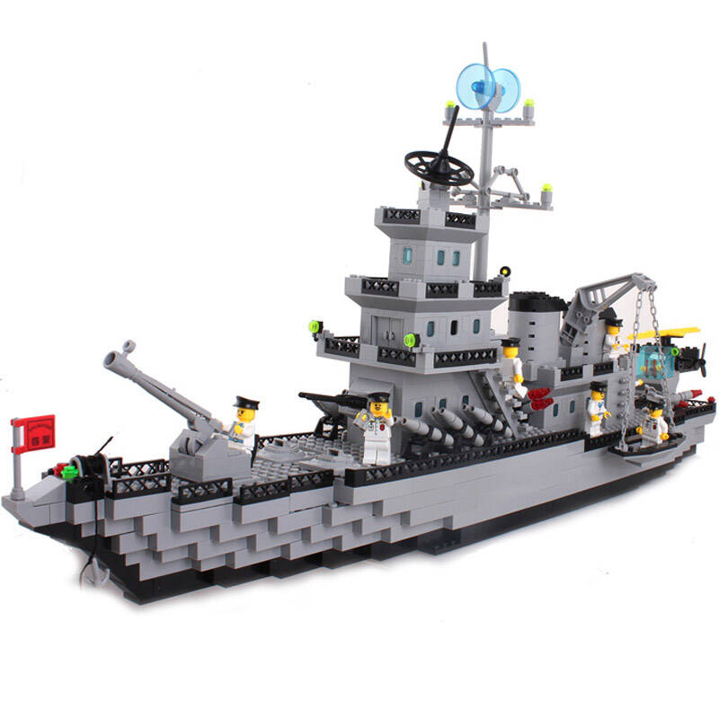 启蒙 益智积木拼插玩具 拼装玩具 拼插模型 游艇模型 巡洋战舰112