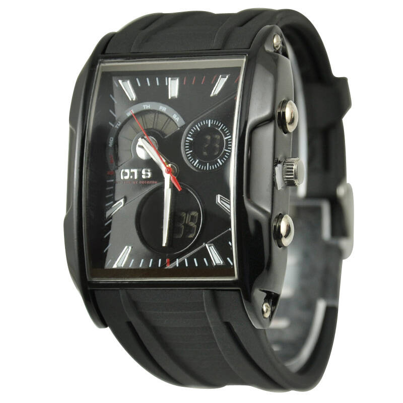 奥迪斯(ots)电子表 多功能双显酷炫户外运动休闲表 多色 t8138g 黑色d