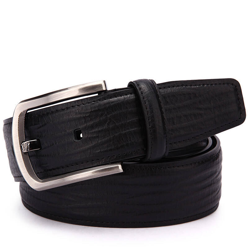 万里马皮带简约时尚经典休闲真皮男士针扣皮带32642550001 黑色