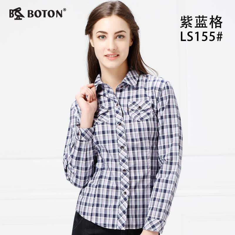 boton波顿女装上衣衬衫ls155 紫蓝格 s