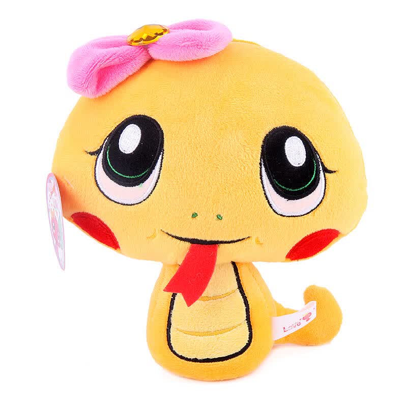 情侣蛇 宝宝蛇 毛绒玩具 蛇年吉祥物 黄色 30cm