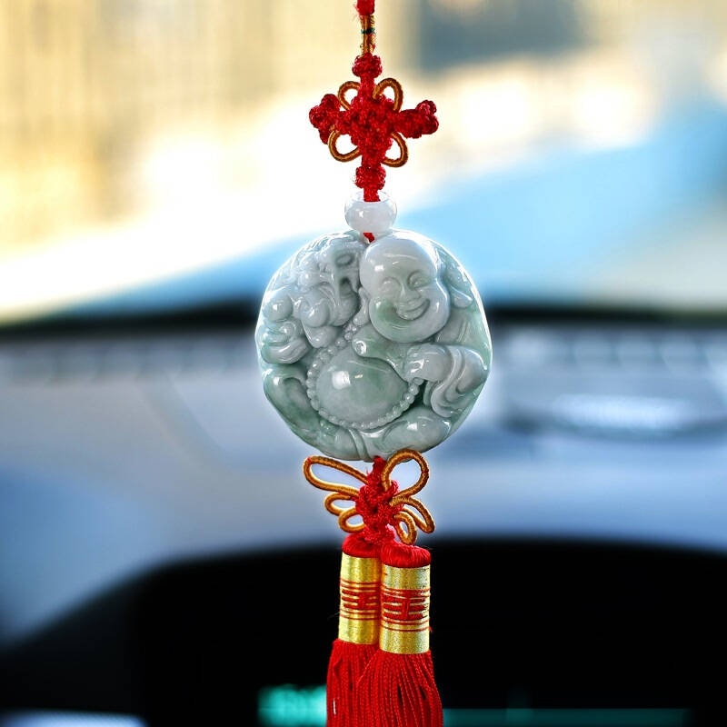 海天堂构 汽车挂件 经典系列 天然翡翠玉雕 招财佛 自营