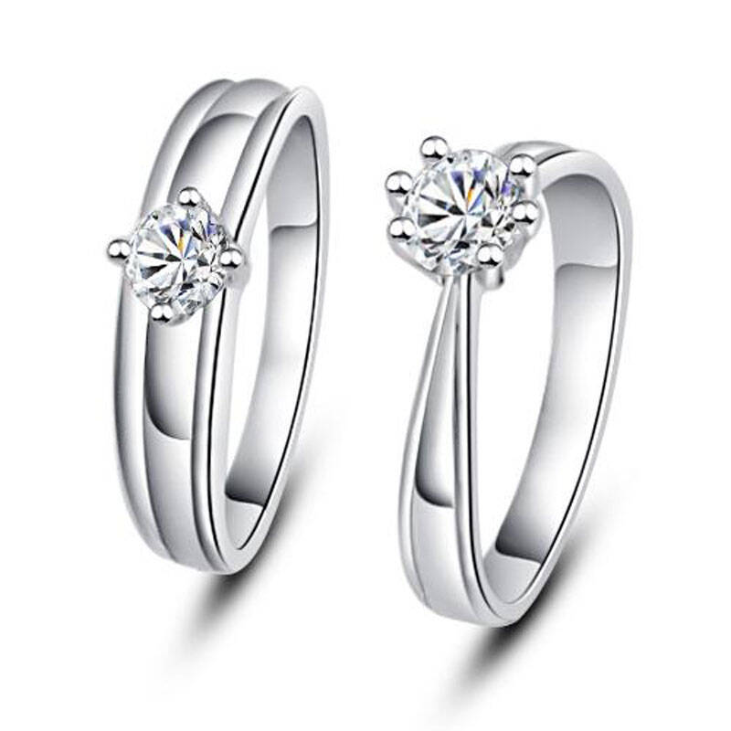 银斯妮 925纯银情侣戒指 维罗纳之恋 女戒婚戒 银饰品男指环 单只价