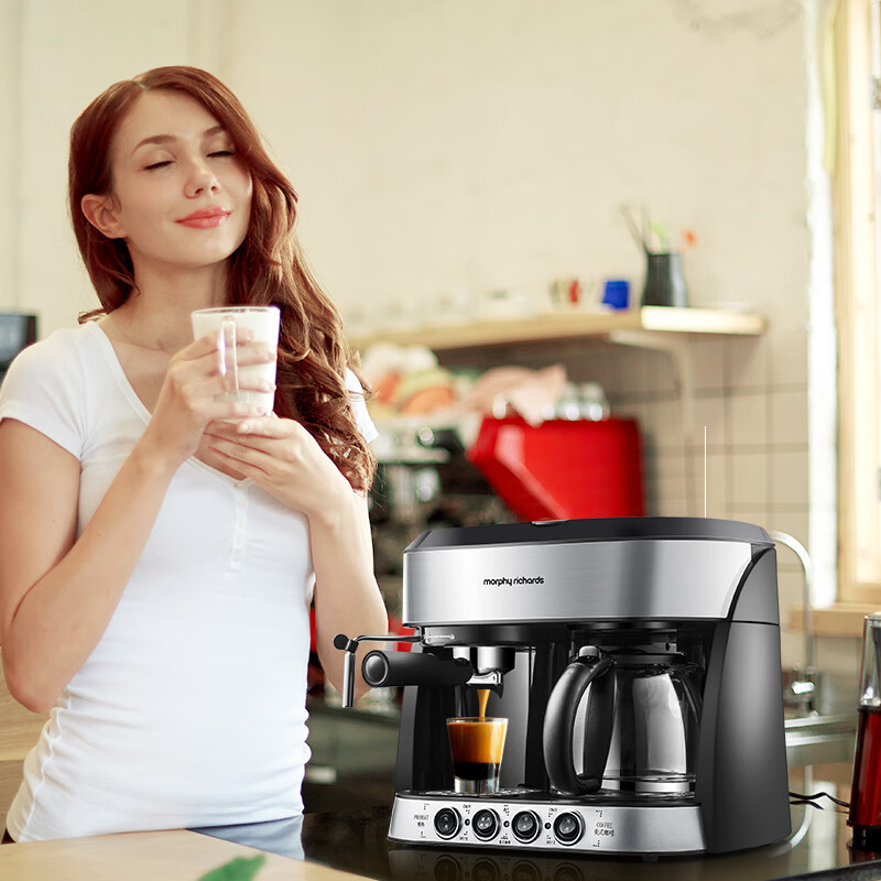 摩飞电器(morphyrichards)20bar美式意式二合一打奶泡咖啡机mr4625