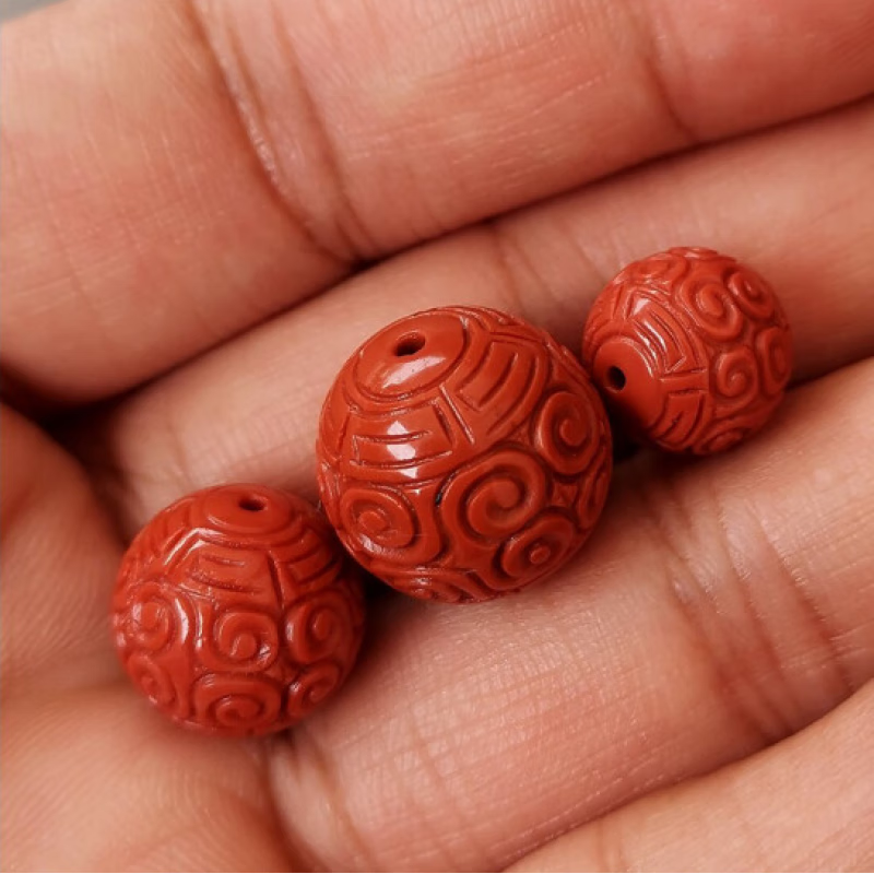 回纹珠 满肉苏工精雕圆珠 文玩 顶珠 配珠 散珠 南红回纹珠21mm【图片