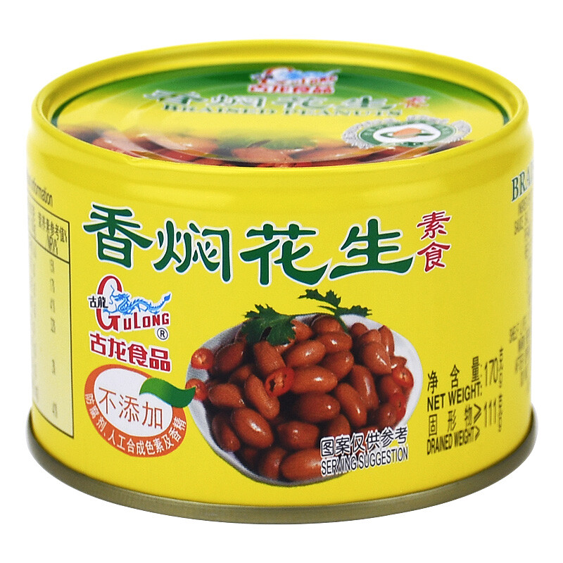 古龙速食罐头下饭饭菜香焖花生170g6罐