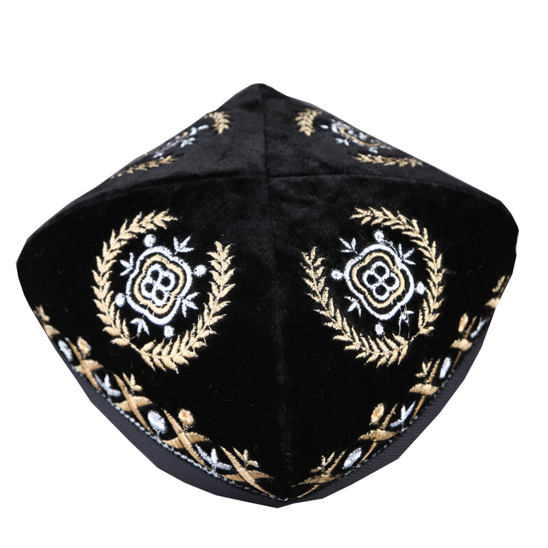 维吾尔族新疆精品男士花帽四角折叠绣花头饰维族成人帽民族舞蹈舞台