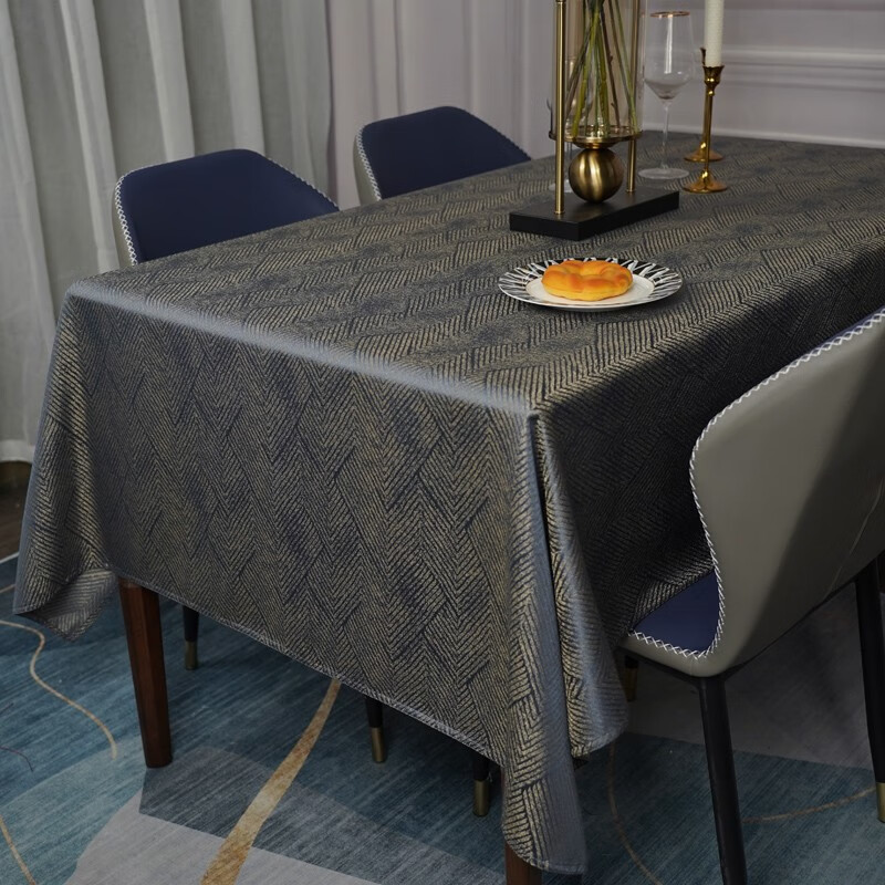A&J HOME桌布布艺简约现代北欧纯色素色茶几餐桌布日式长方形圆桌台布防水 科博桌布-蓝色（防水款） 137*220cm适合（1.6-1.7米长桌