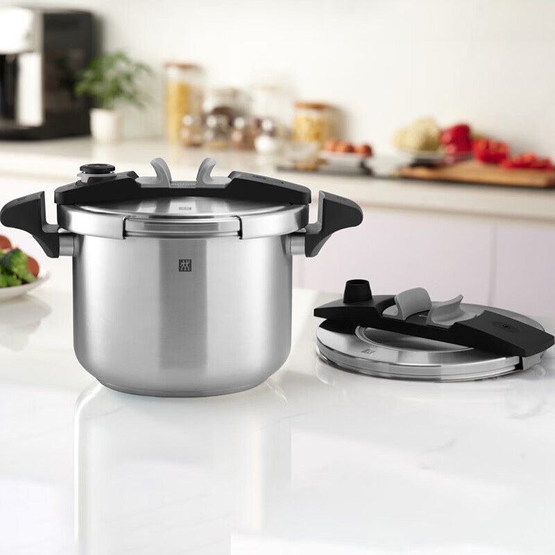 德国双立人不锈钢高压锅燃气微压力锅6l大容量快煮锅电磁炉通用 浅