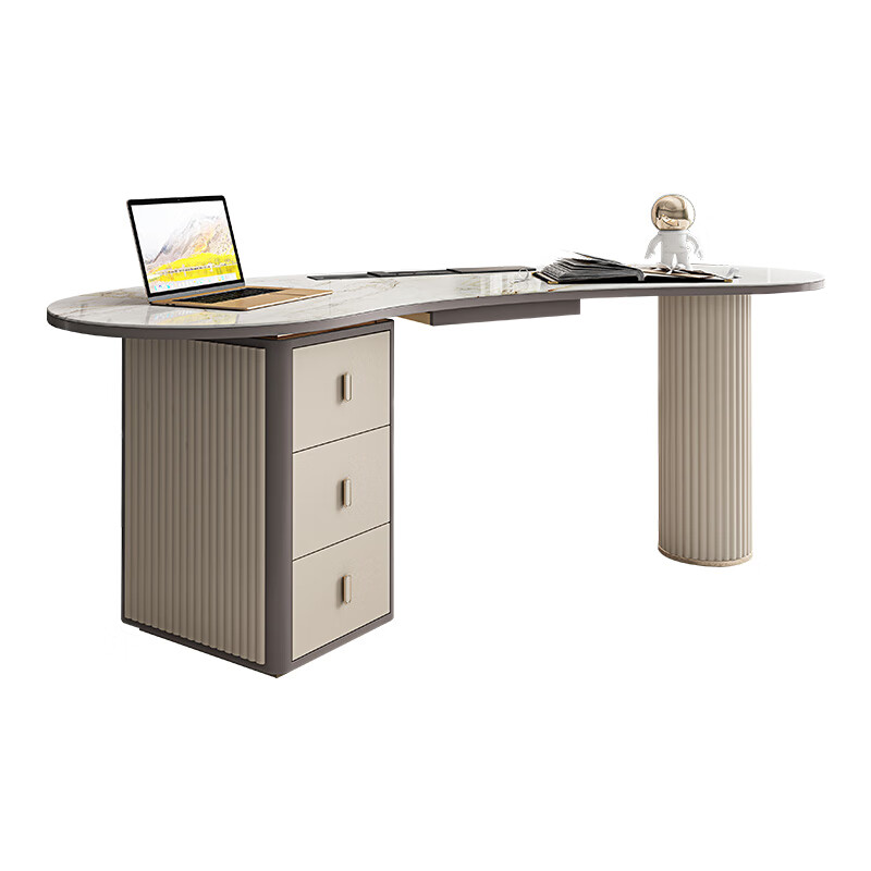 书桌电脑桌轻奢亮光岩板接待洽谈桌美容院咨询桌意式极简简约网红 1.4M单书桌