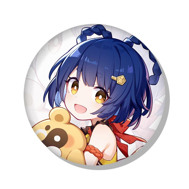 原神枫原万叶徽章细闪磨砂吧唧甘雨刻晴可莉二次元q版胸针挂饰礼品 1