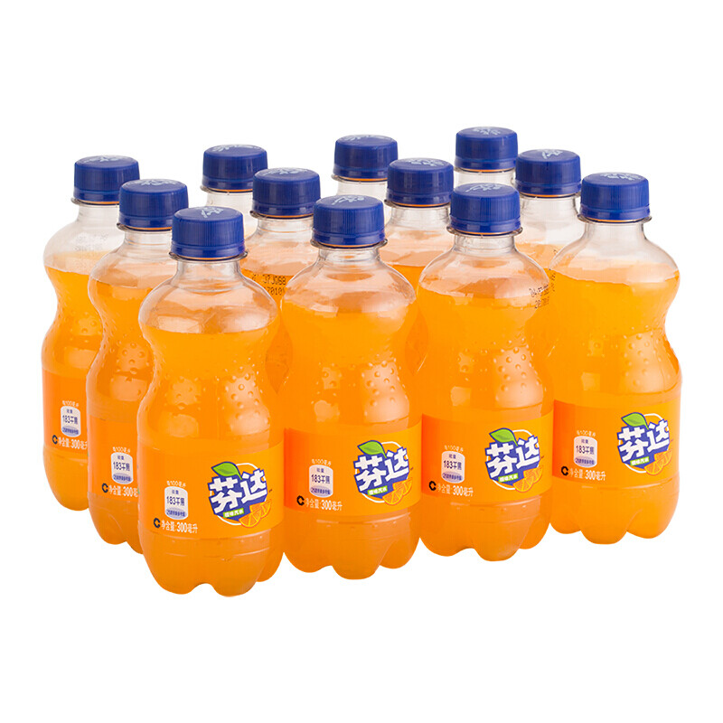 芬达fanta 橙味 橙汁 汽水饮料 碳酸饮料 300ml*12