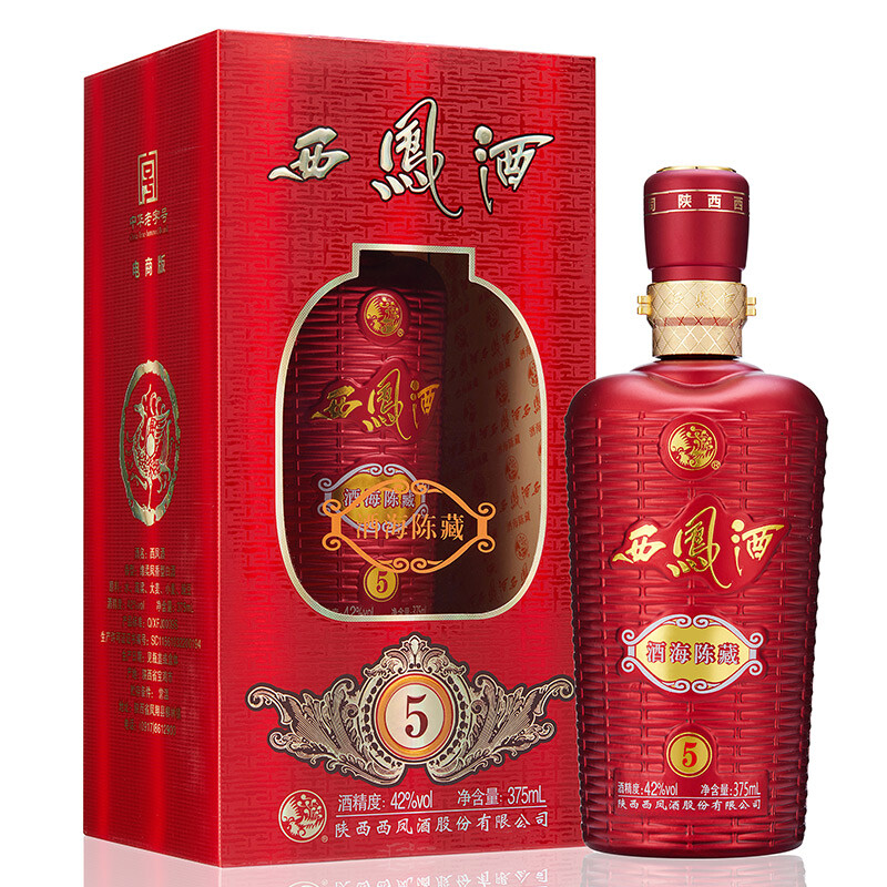 西凤酒 酒海陈藏5 42度陈酿 单瓶装白酒375ml 绵柔凤香型