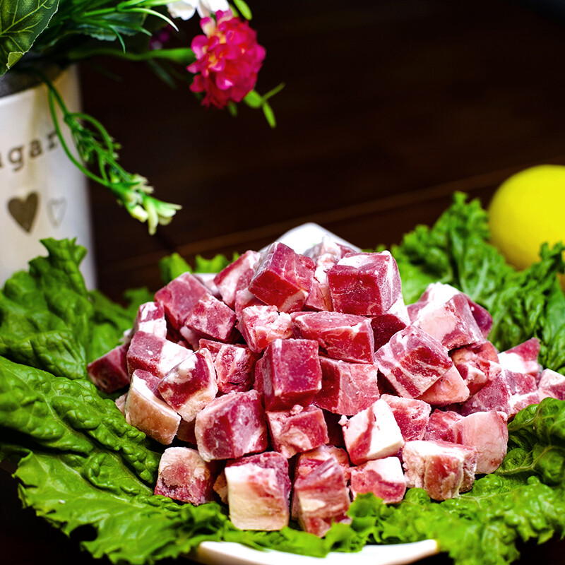 涝河桥 宁夏滩羊 国产羊肉丁 350g 真空包装原切新鲜腿肉 肉质鲜嫩 *3