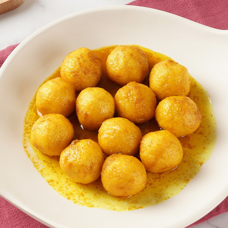 潮庭 咖喱鱼蛋 黄金鱼蛋 咖喱鱼丸 商用3斤含咖喱酱黄金鱼丸港式711