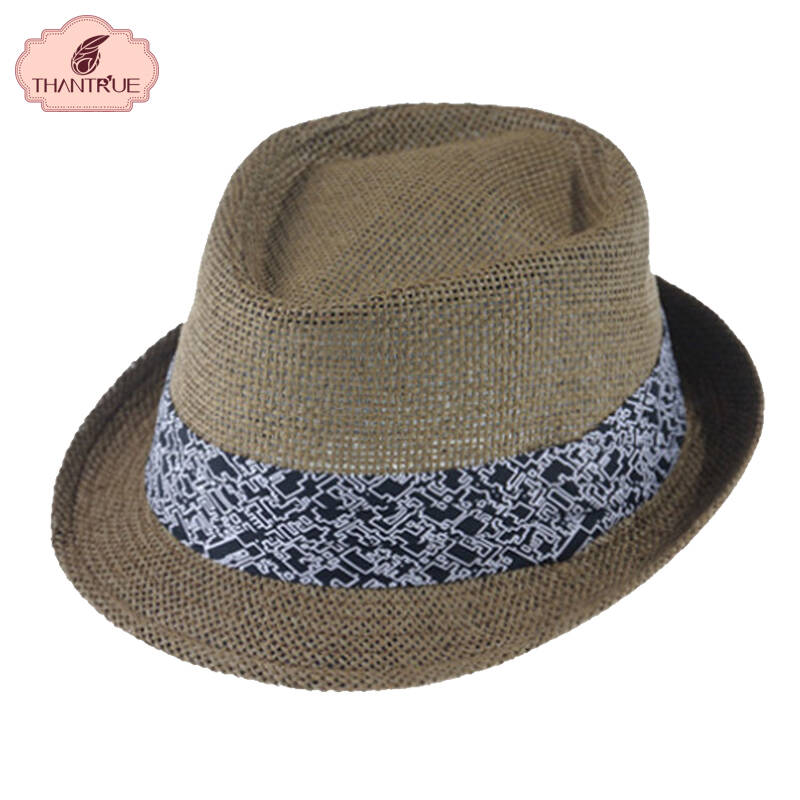 thantrue真享巴拿马草帽 夏天凉帽礼帽遮阳帽子 情侣男士平顶太阳帽ml