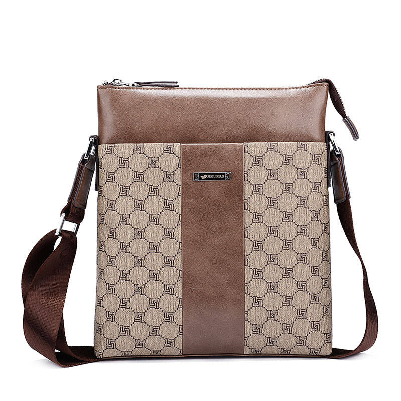 富贵鸟男包休闲单肩男士包包商务手提公文包斜挎包 米色/泥色-3